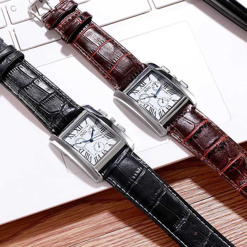New Arrival Square mens watch commercial waterproof quartz leather watch mens watch mens watch Relogio Masculino hodinky erkek kol saati Z241226