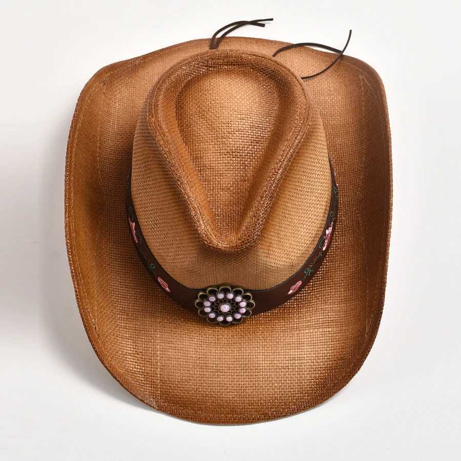 New Str Western Cowboy Hat Summer Outdoor Travel Beach Sun Hat Mens and Womens Retro Gentleman Cowboy Hat Jazz Hat W241225