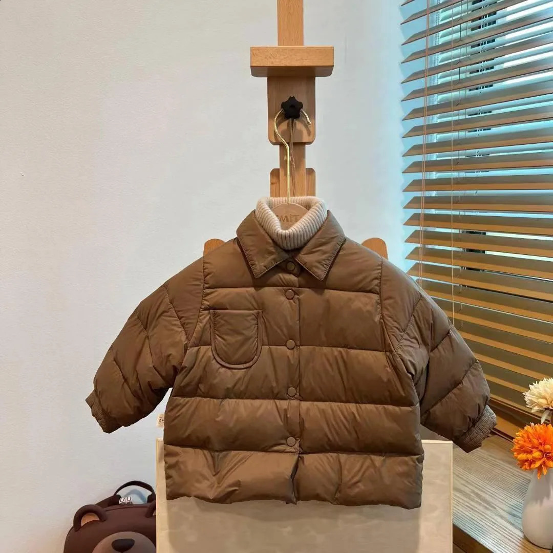 Winter Children Boy Down Jacket Solid Windproof Infant Baby Snowwear Outfits Thicken Warm Turn Collar Kid Outerwear 241225