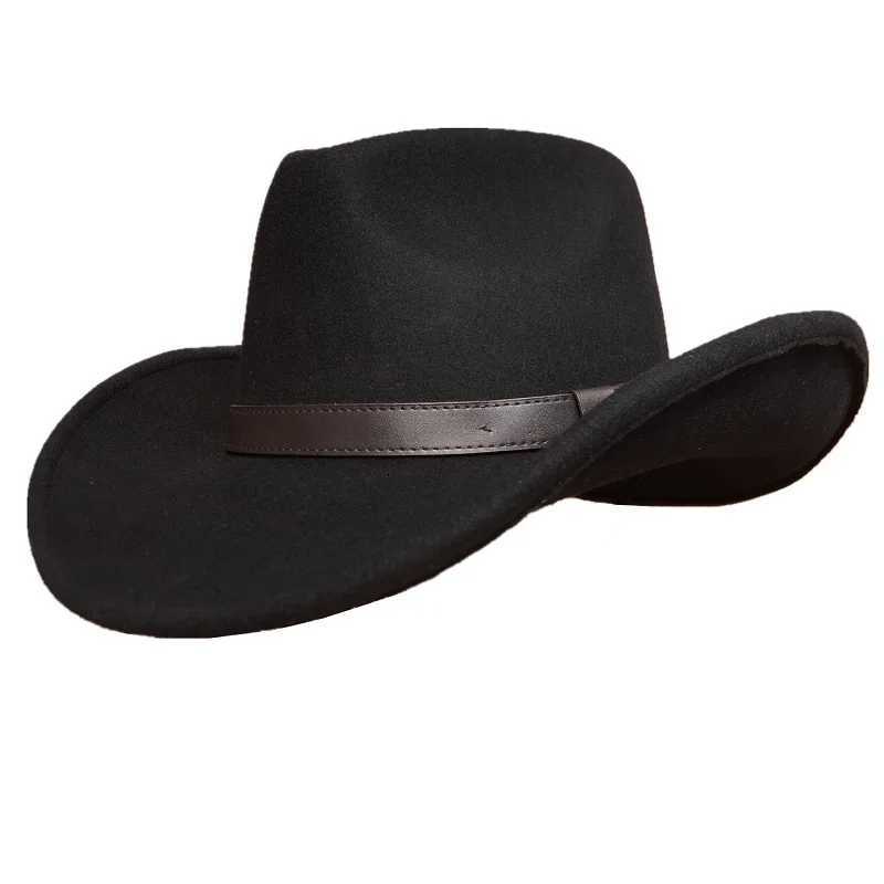 Cowboy hat black wool womens western felt hat packaged in a sturdy cardboard box W241225
