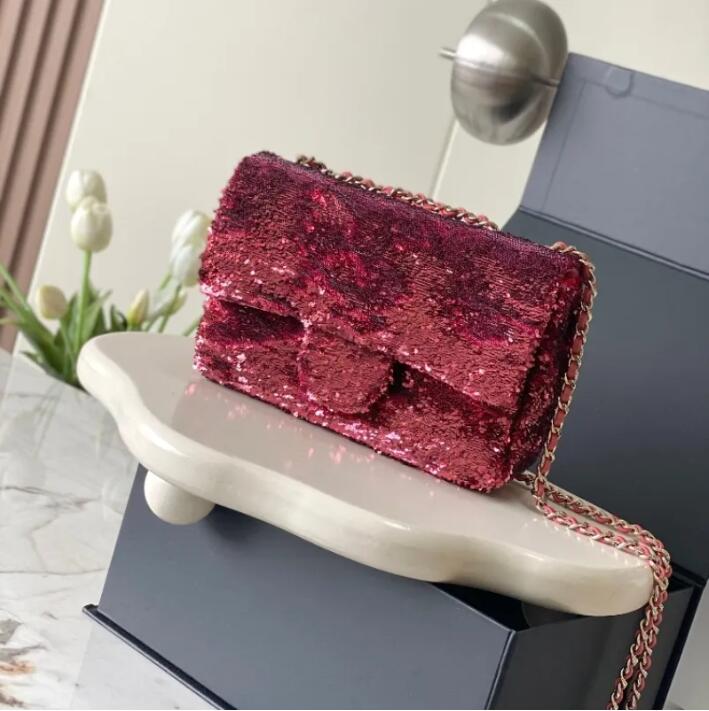 10A High Quality Designer Bag Crossbody Bag New Sequin Bag Brand Fashion Bag Chain Bag Single Shoulder Bag Wallet Party Bag delivery of complete packaging box CC