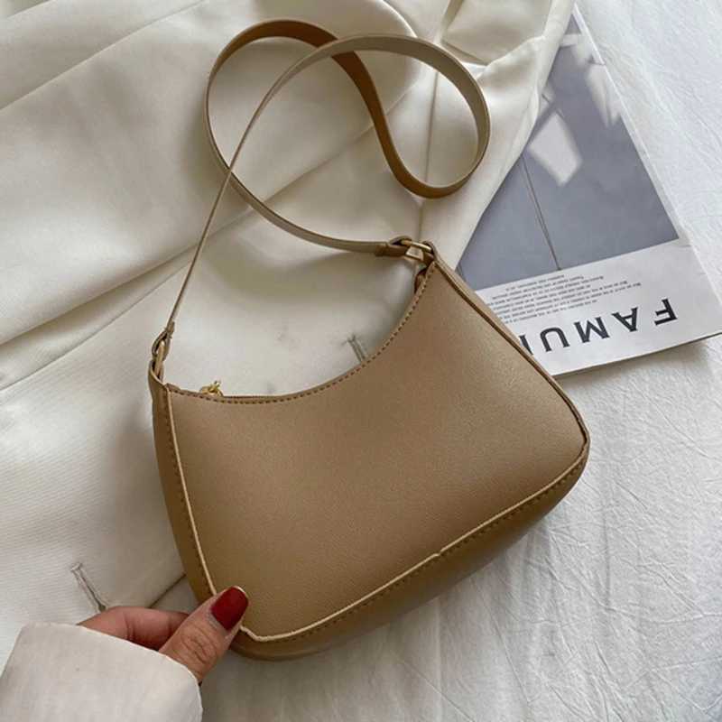 New Womens Handbag Fiable Solid Color Shoulder Bag PU Leather Casual Womens Hobos HandbagXJ241225