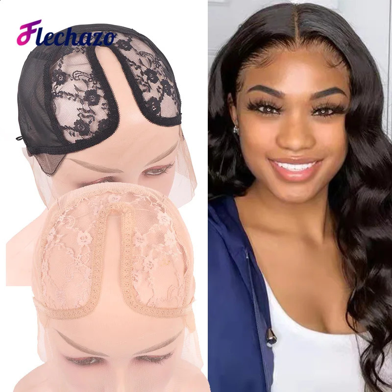 Wig Caps for Making Lace Wigs Deep U Part Lace Wig Weaving Cap Mesh Base Machine Made Stretchy Net with Adjustable Straps 241226
