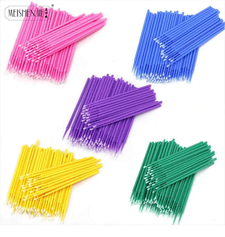 500/1000Pcs Wholesale MicroBrush Eyelashes Extension Individual Lash Removing Swab Micro Brush For Eyelash Makeup Tools 241226