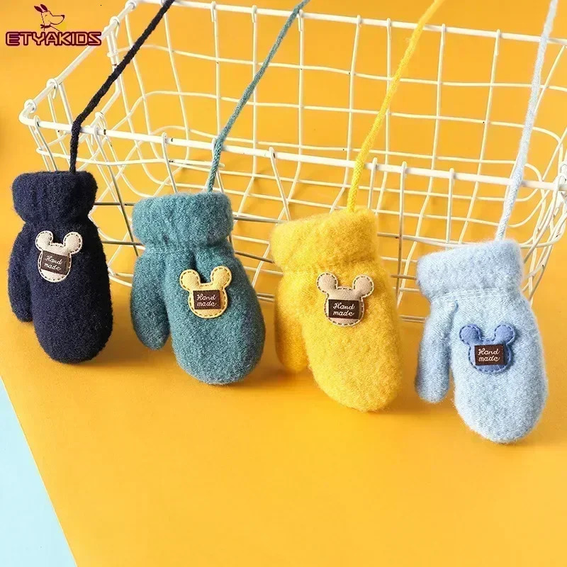 16 Years Old Baby Mittens born Children Kids Winter Gloves Mohair Plush Thick Boys Girls 241225