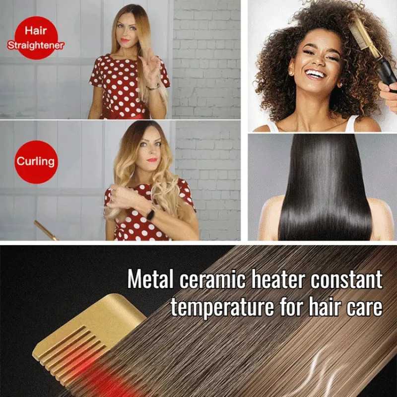 Household 2-in-1 Multifunctional Electric Hair Comb Multi Specification Plug-in Non Damaging Electric Curling Iron 241225
