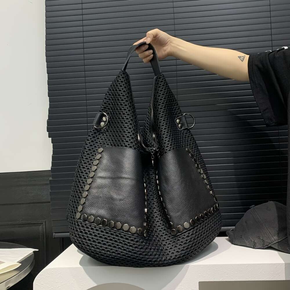 Large Capacity Ladies' Mesh Shoulder Bag, Casual and Fashionable Handbag