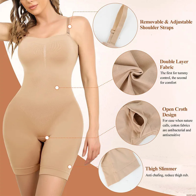 ZAFUAZ Womens Shapewear Bodysuits Butt Lifter Body Shaper Strapless Seamless Mid Thigh plus Size Sweat Vest for Women Exercise 241225