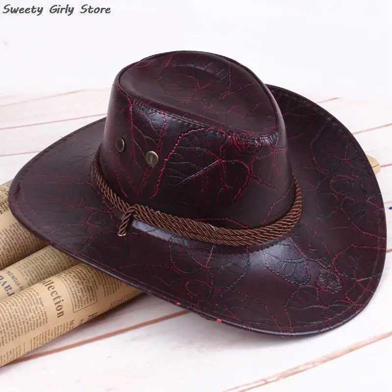 Cowboy Western Sun Hat Womens Knight Hat Retro Leather C Gentleman Jazz C Prairie Riding Visors Cheau W241225