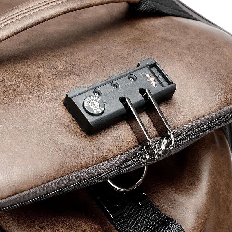 Fashion Waterproof backpack Men Backpack Leather Bookbags Mens PU School Bags Male Functional bags big capacity Men Bag 241225