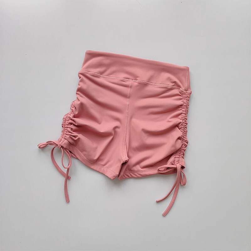 Summer Yoga Women Fiess Breathable Sports Edge Drawstring High Waist Running Cycg Workout Gym Shorts