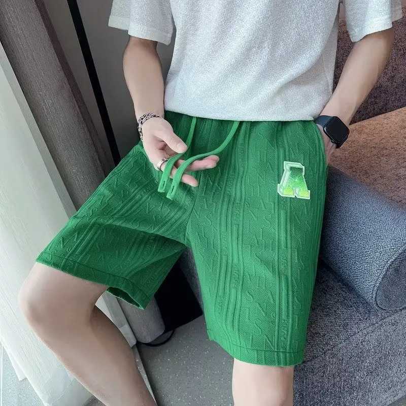 Spring 2023 Mens Korean Fashion Green Shorts Harajuku Street Mens Casual Shorts New Home W241226