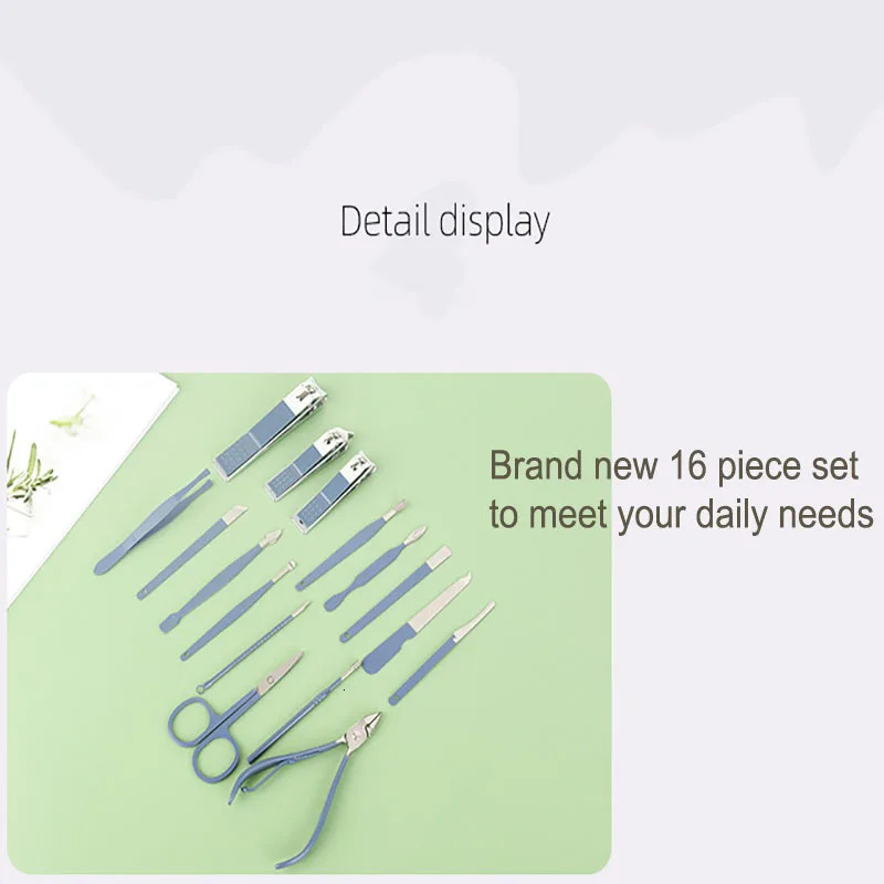 12-16 Pieces Nail Clipper Kit Manicure Set Leather Bag Stainless Steel Nail Care Tools Portable Travel Kit Gift Nail Clipper Set 241225