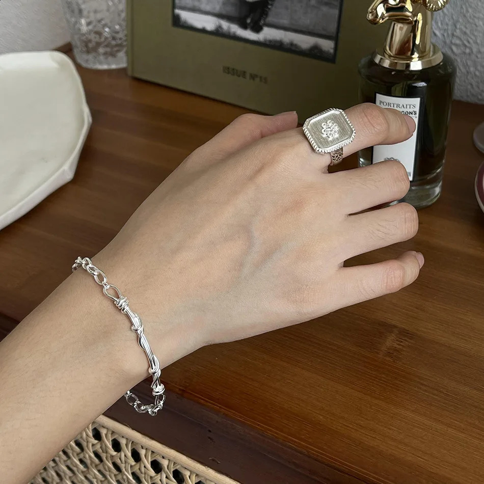 asymmetry Bracelet 925 Sterling silver Multilayer Twist Oval Chain Bracelet Adjust Jewelry C-A297 241220
