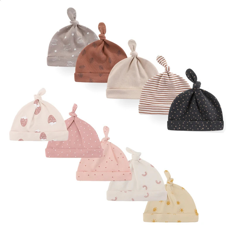 Unisex 35Pieces Cotton Infant Hats born Baby Girl Boy 06Months Solid Color Soft Accessories 241225