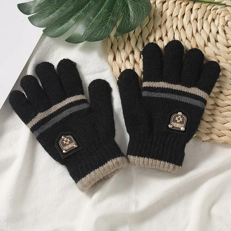 Kids Gloves Winter Full Finger Knitted Soft Children Mittens 612Y Boys Girls Thick Keep Warm Autumn Glove 241225