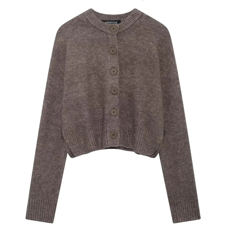 TRAF Womens Sweater Knitwears Blue Cropped Sweaters Knitted Cardigan Women Autumn Long Sleeve Brown Cardigans Button Jacket 241225