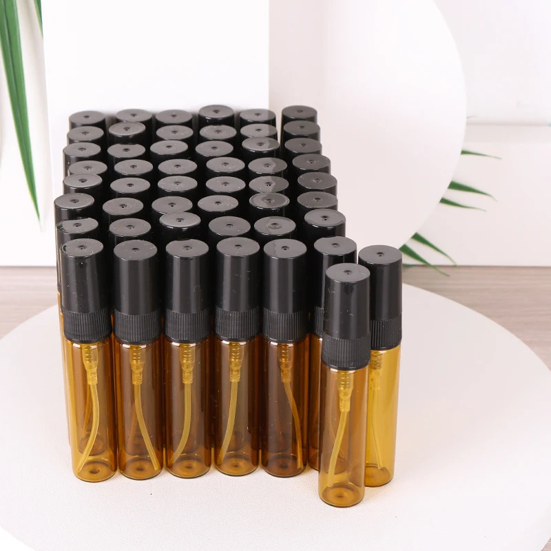 Special sale 50/piece 5ml brown high quality glass perfume bottle essential oil cologne mini spray bottle for travel essentials 241225