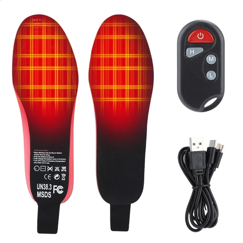 Electric Heated Insoles Rechargeable Heating Boot Insole Remote Control Feet Warmer Pads for Winter Skiing Walking 241226