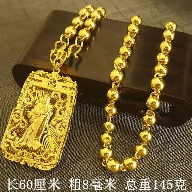 Dragon AU750 gold necklace Guanyin 18K pendant domineering fashion jewelry gift for men and women 241226