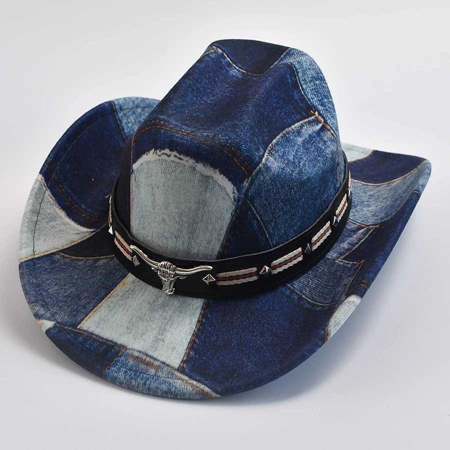 Retro Western Mens Cowboy Hat 8CM Wide Brim Gentlemens Jazz Hat Panama Cowboy Hat Sombrero Hombre Cs W241225