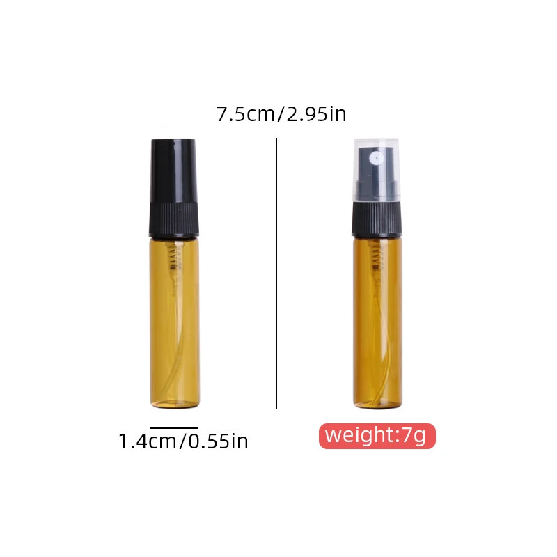 Special sale 50/piece 5ml brown high quality glass perfume bottle essential oil cologne mini spray bottle for travel essentials 241225