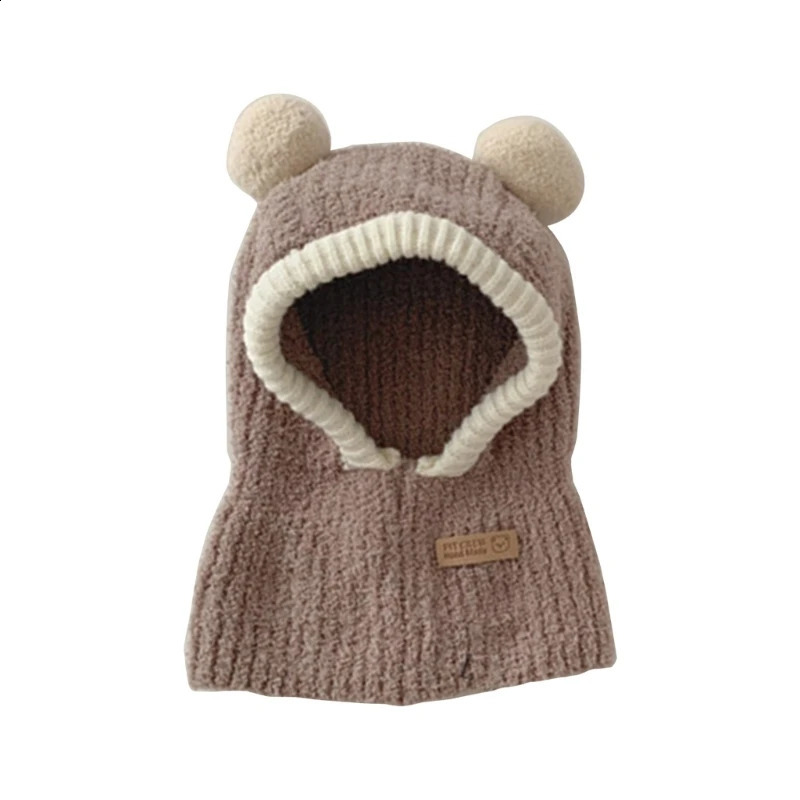 2 In 1 Baby Hat Scarf Integrated Warm Winter Earflap Beanie Neck Warmer with Pom Outdoor Essential for Boys Girls 241225