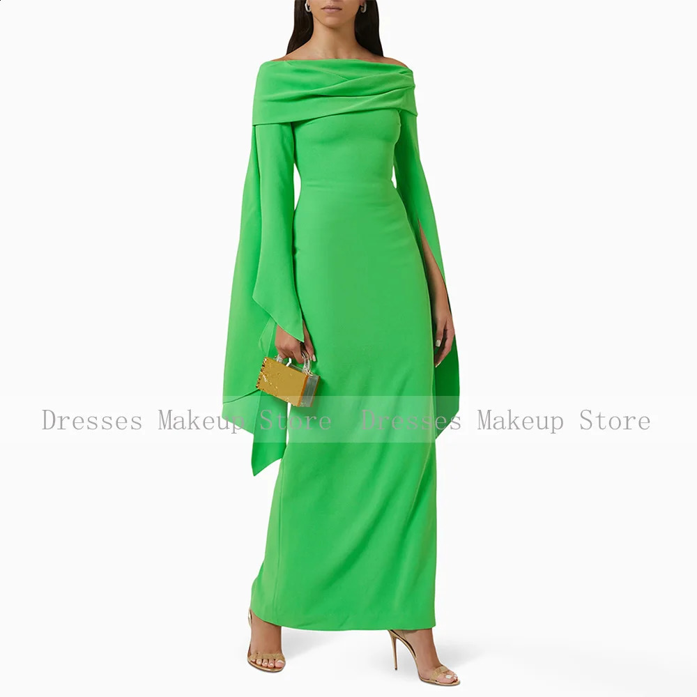 Black Wedding Guest Gowns for Women Off the Shoulder Column Formal Party Dresses Maxi Long Sleeves Elegant Evening Dress 241223