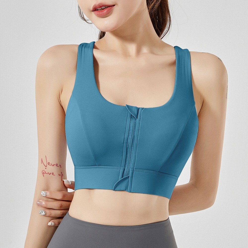 Front Zipper Shock-Proof Sports Underwear High Impact Quick Dry Running Vest Fiess Yoga Bra Top For Wome