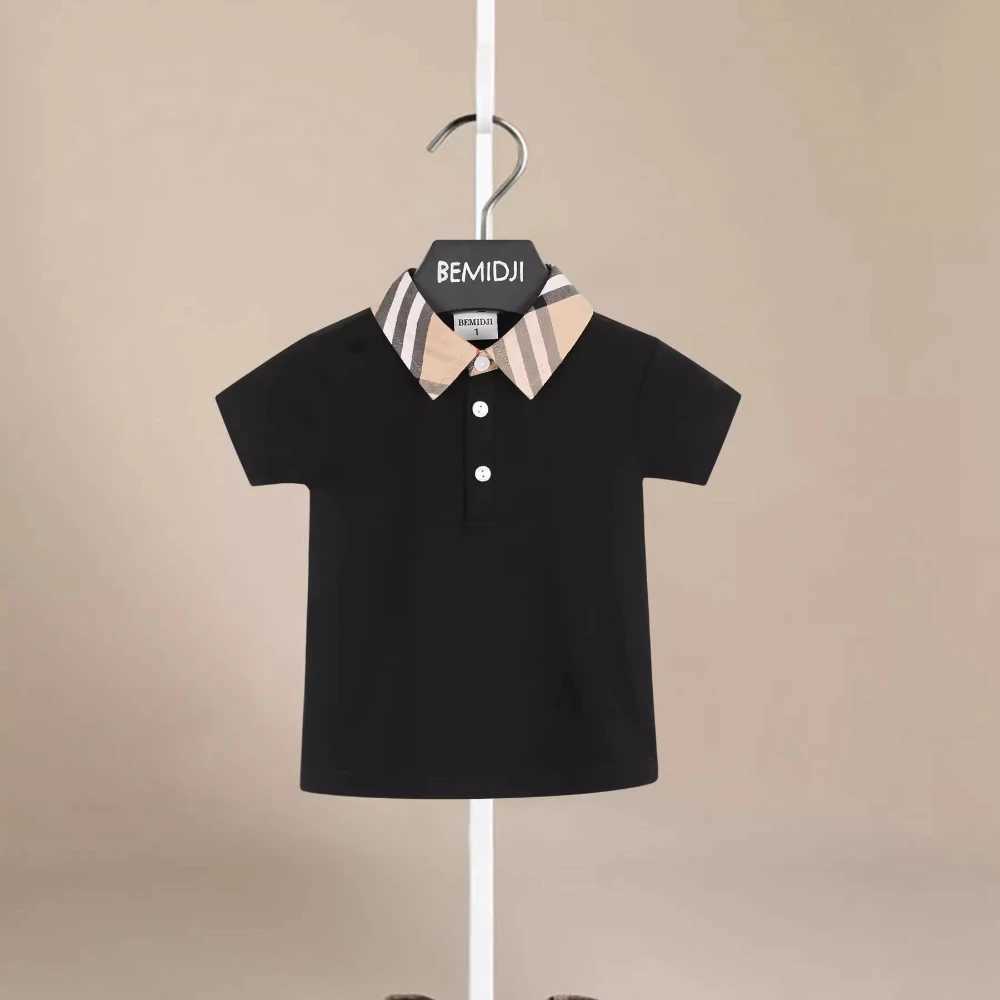 T-shirts Kids Summer Black Boys Polo Tshirts Striped Cotton Turn Down Collar Toddler Baby Tees Kids Shirt Children Clothes Pants Y2412261S7K