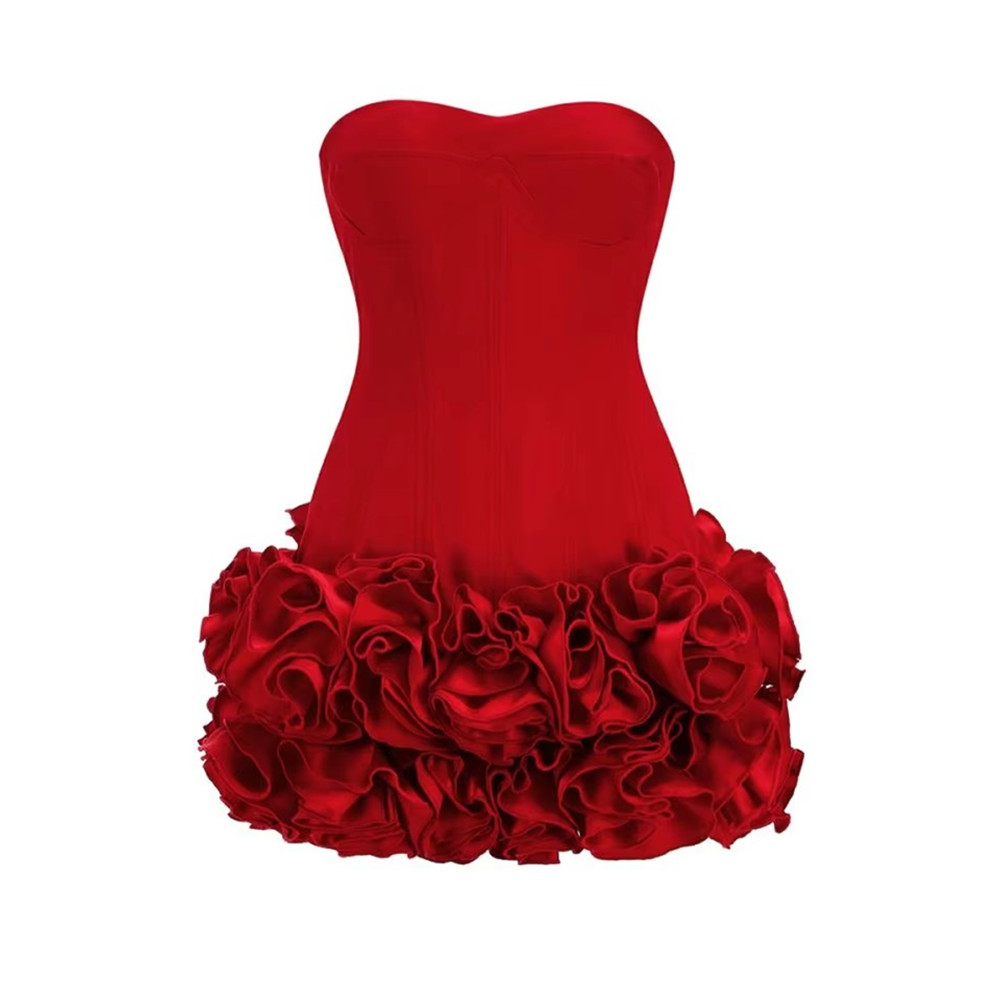 Luxury Red Flower Short Prom Dress Elegant Birthday Party Robe Mini Cocktail Homecoming Dresses For Black Girl 2025 Customized Vestido De Novia