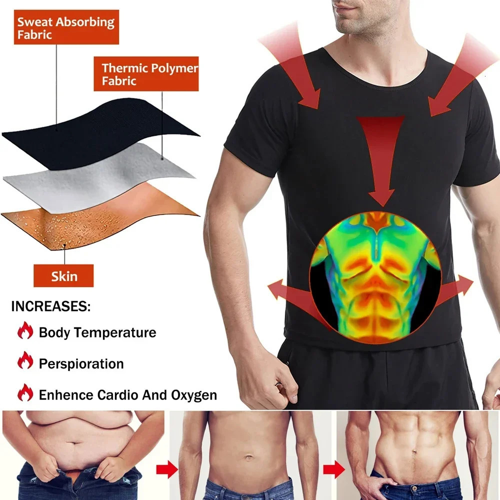 Professional Men Sauna Shirt Sweat Waist Trainer Corset Polyester Tank Top Shapewear Women Gym Slimming Shirt Workout Suit 241225