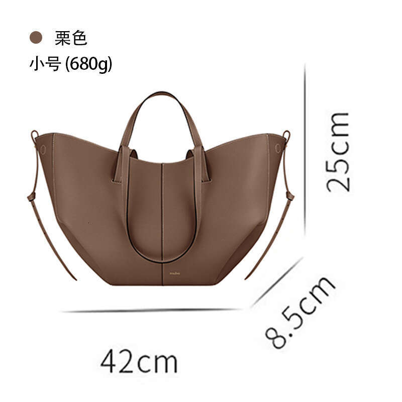 Genuine Leather Tote Bag for Women hot - Large Capacity, One Shoulder, Wing Shaped, Pleated Design