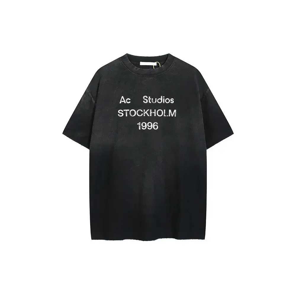 Ac brand washing old letter printing short Slve T-shirt high-quality mens fashion T-shirt cotton T-shirt Y241225