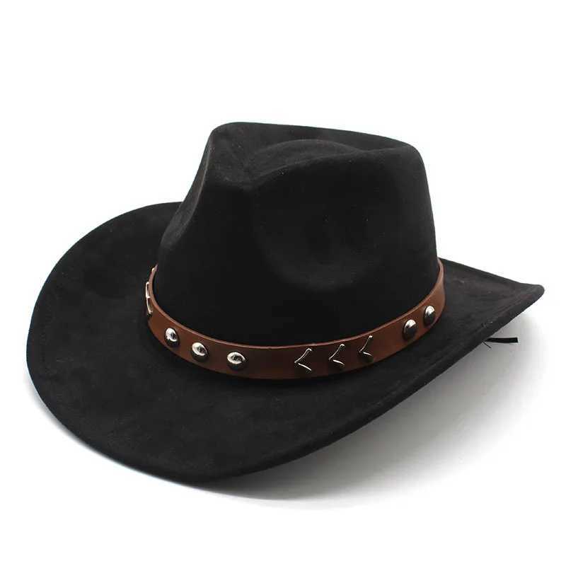 Artificial suede womens western mens cowboy hat mens jazz cowboy hat Fedora hat leather church straw hat felt Cs W241225
