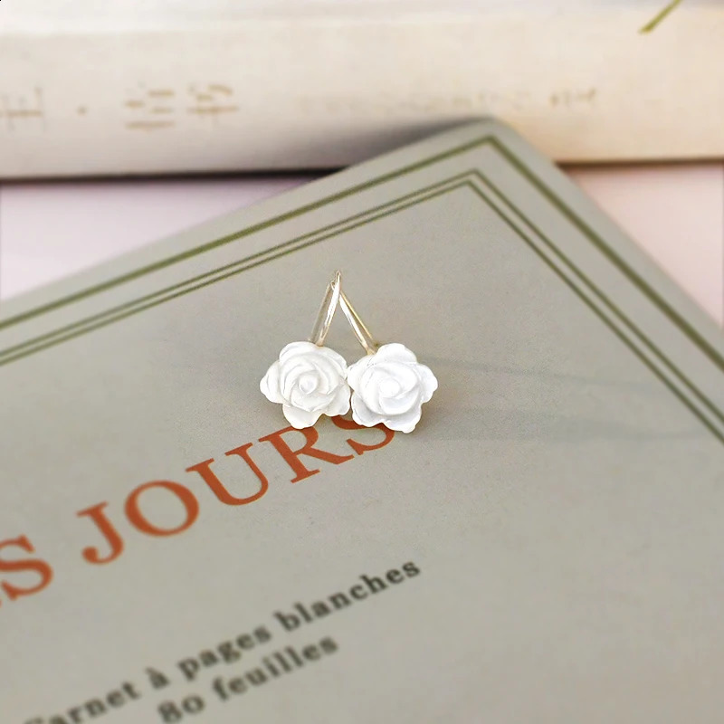 ASHIQI 925 Sterling Silver Natural Shell Flower Earrings Fashion Jewelry Gift for Women Trendy 241226