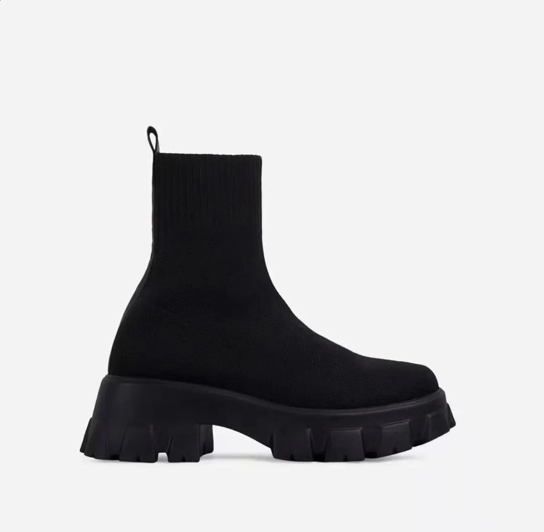 Autumn Winter Couple Shoes Women Thick-Soled Casual Large Size Red Knitted Short Boots Fashion Women Boots Size 36-41 241226