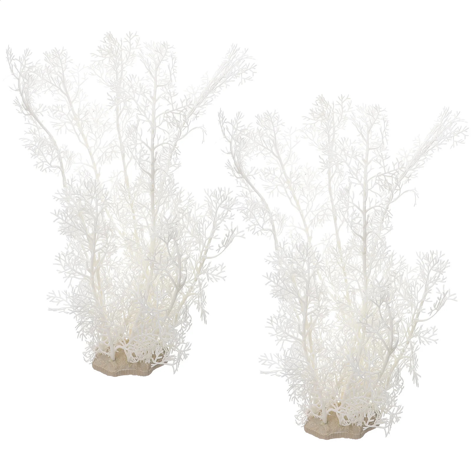 2 Pcs Plastic Fish Tank Aquarium Plants Aquatic Silk White Betta Large Decorations 241225