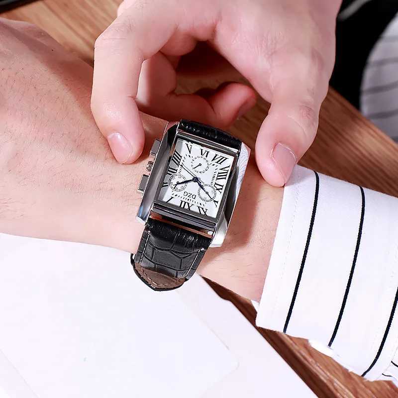 New Arrival Square mens watch commercial waterproof quartz leather watch mens watch mens watch Relogio Masculino hodinky erkek kol saati Z241226