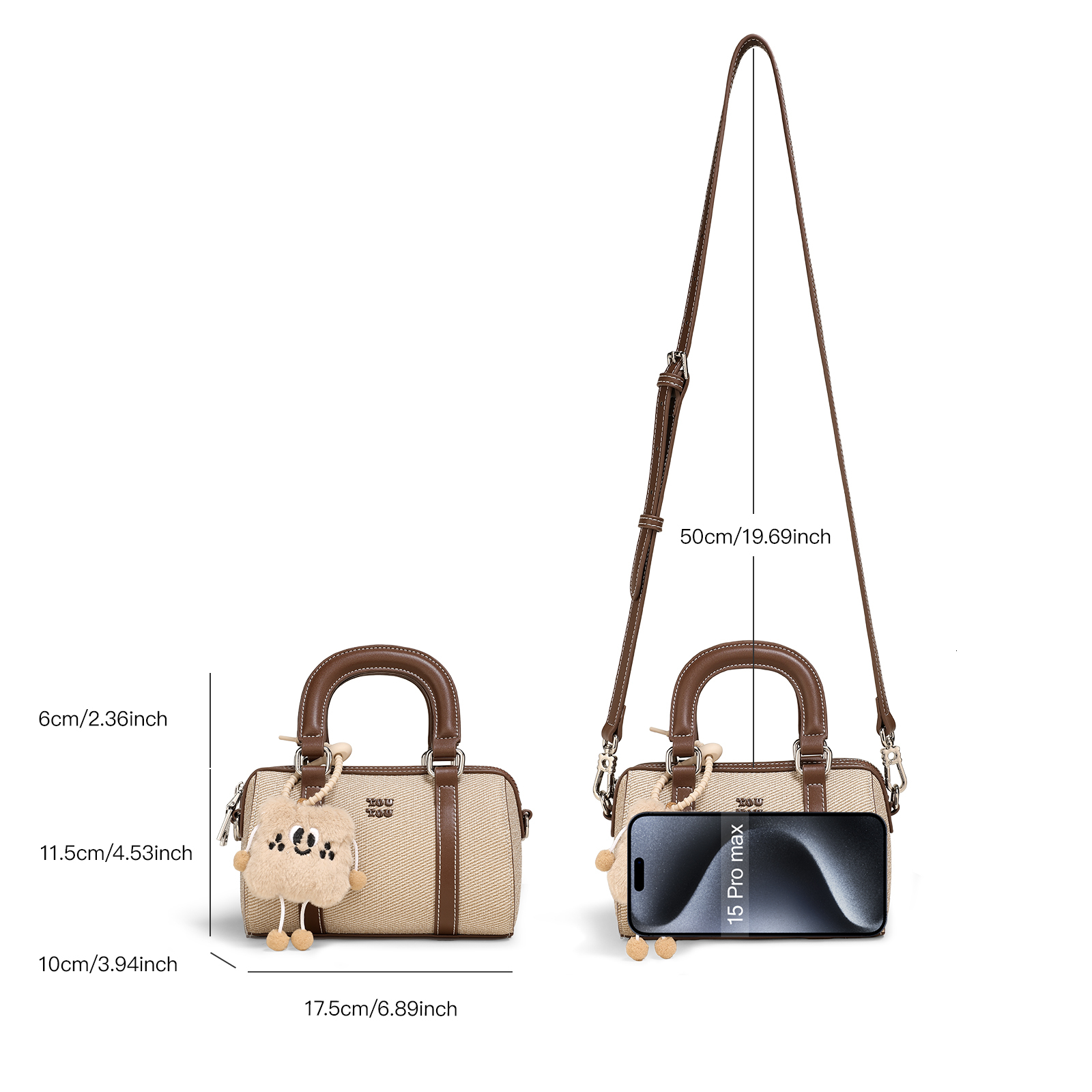 TOUTOU Bowg Original Designer Brand Replica Boston Shoulder Crossbody Handbag Pendent Canvas Pillow Bag Christmas Gift