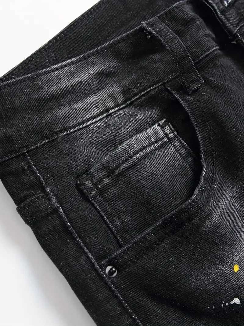 Summer New Mens Fashion Stretch Denim Shorts Retro Street Style Old Slimming Shorts Jeans Splicing Design 98% Cotton Brand W241226