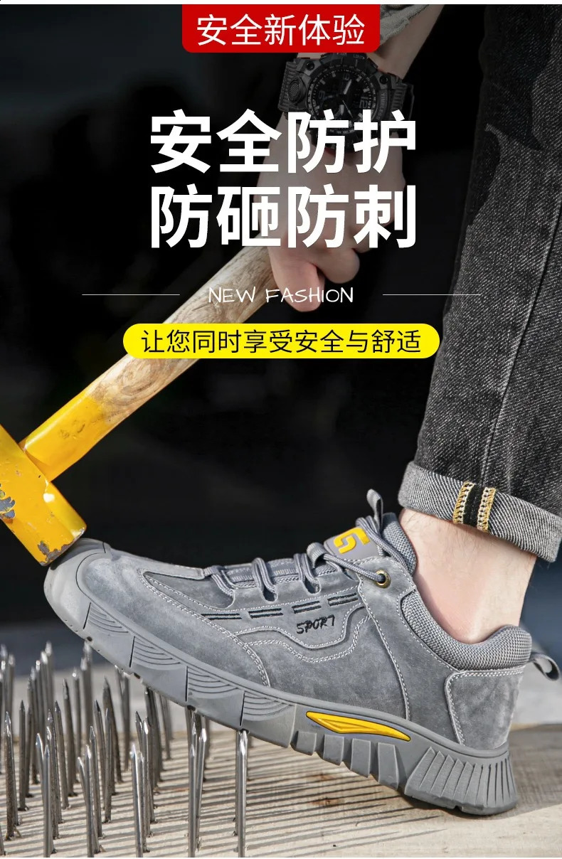 Mens Sneakers Indestructible Protective Shoes Mens Safety Shoes Steel Toe Puncture Resistant Work Shoes Mens Boots 241226