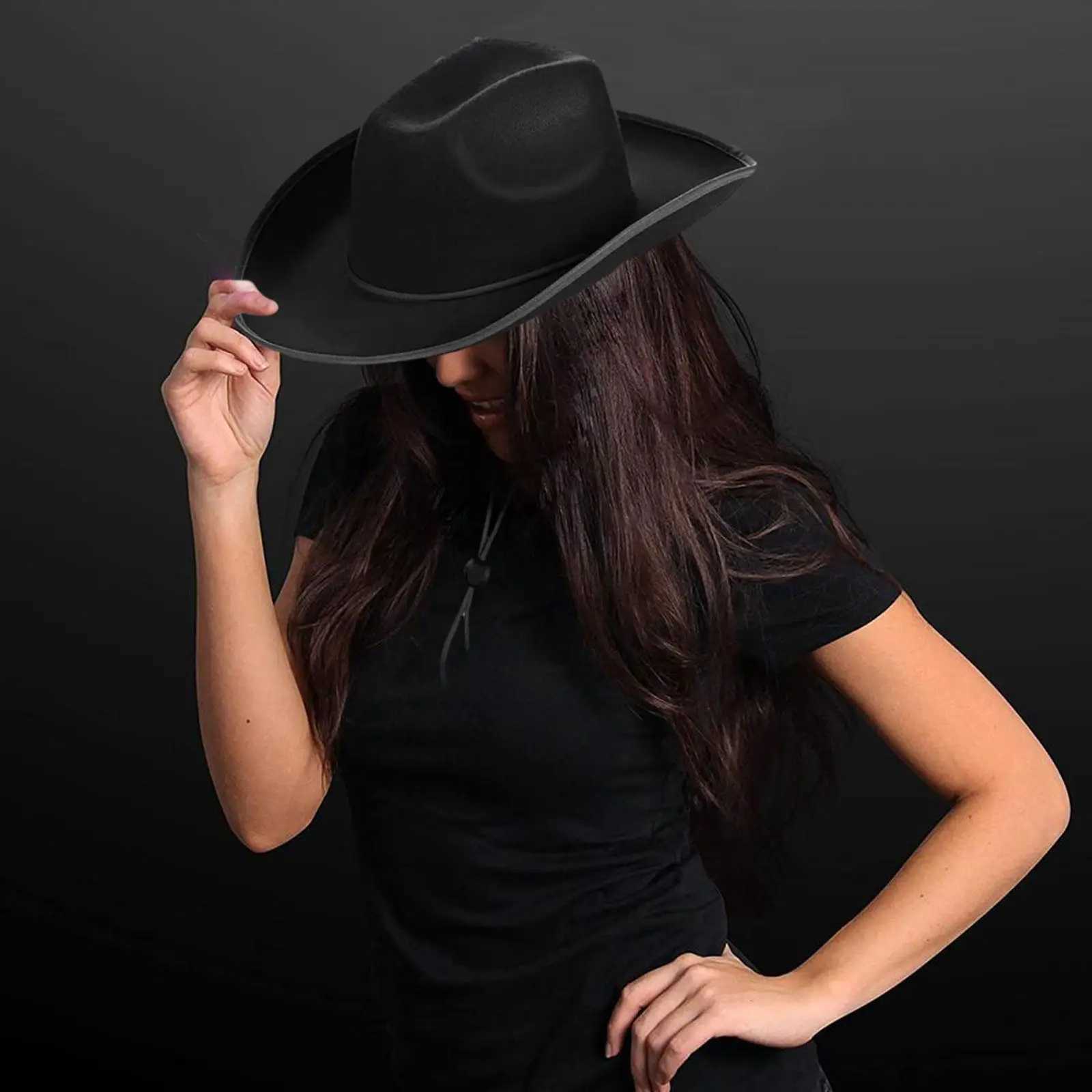 Retro Western Womens Cowboy Hat Pink Wide Striped Cowboy Hat Felt Rope Rider Cowboy Hat Disco Costume Party Accessories W241225