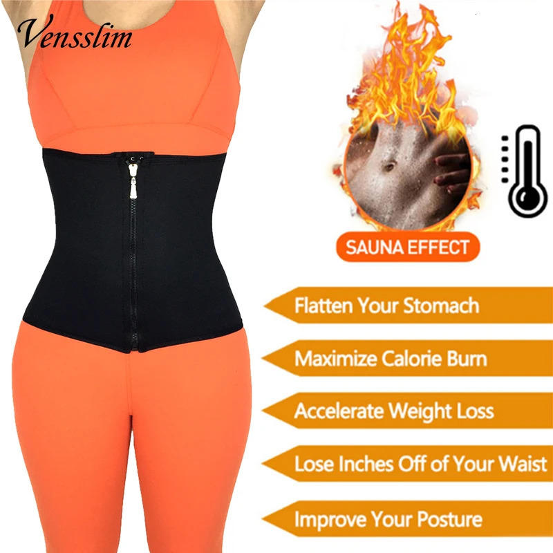 Vensslim Slimming Sheath Belly Shaper Neoprene Body Shaping Strap Hook Zipper Shapewear Women Tummy Control Corset Waist Trainer 241225