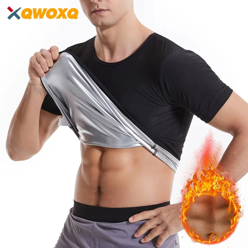 Professional Men Sauna Shirt Sweat Waist Trainer Corset Polyester Tank Top Shapewear Women Gym Slimming Shirt Workout Suit 241225