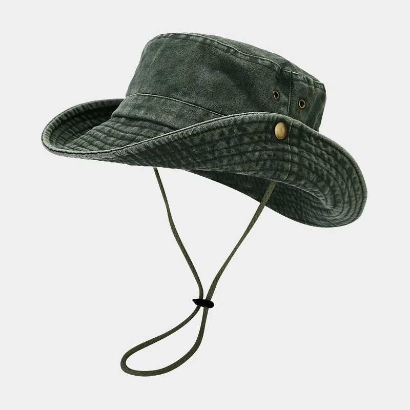 Cotton stone washed sun hat womens wide brown fishing hat summer bucket hat outdoor hunting Boonie C W241225