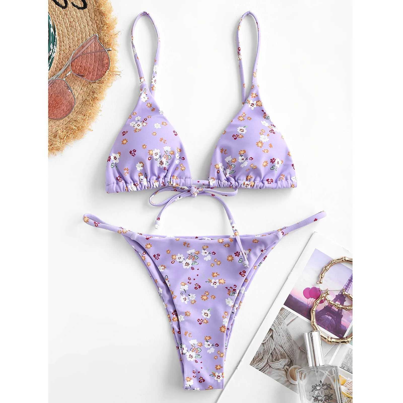 Sexy bikini push up womens swimsuit 2024 womens swimsuit Brazilian bikini set thong Biquini swimsuit printed beachwearW241225