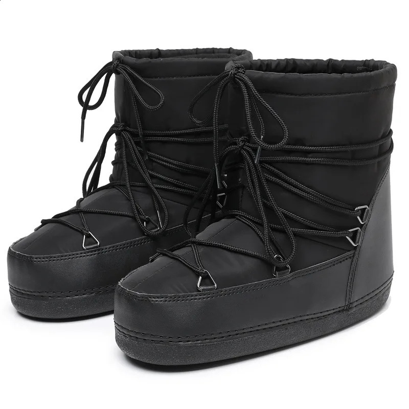 2024 Winter Lace-up Ankle Boots Women Snow Boots Classic Platform Waterproof Non-slip Cotton Boots Woman Ski Boots241226