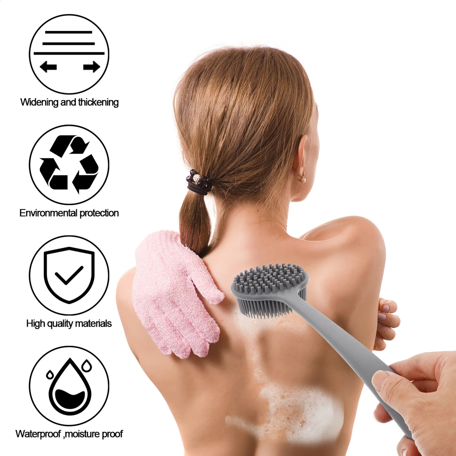 Brush Scrubber Body Shower Silicone Bath Handle Exfoliating Long Bathing Exfoliator Scalp Dry Shampoo Scrub Toilet 241226