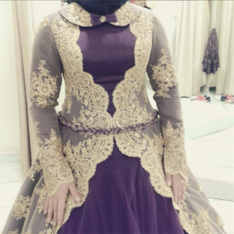 Elegant Purple Moroccan Evening Dress Turkish Lace Muslim Prom Dress Formal Islamic Arabic Dubai Party Gown Birthday Abaya Vestio De Fiesta Robe De Ma